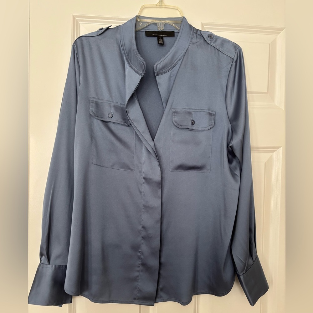 White House Black Market Silky Blue Blouse